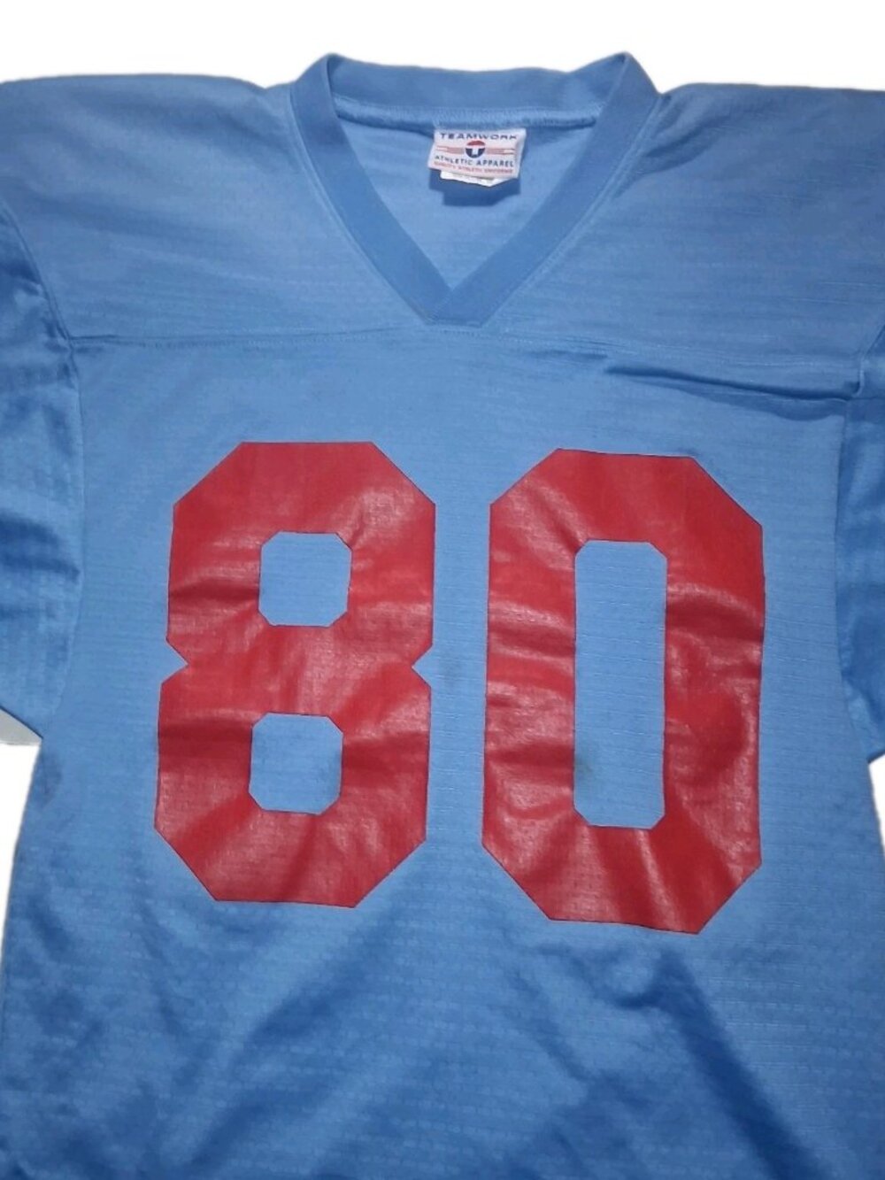 Vintage Mesh Football Jersey #80 Columbia Blue Red L/XL USA